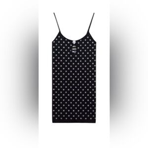 NWT Zara Black and White Fitted Polka Dot Mini Dress